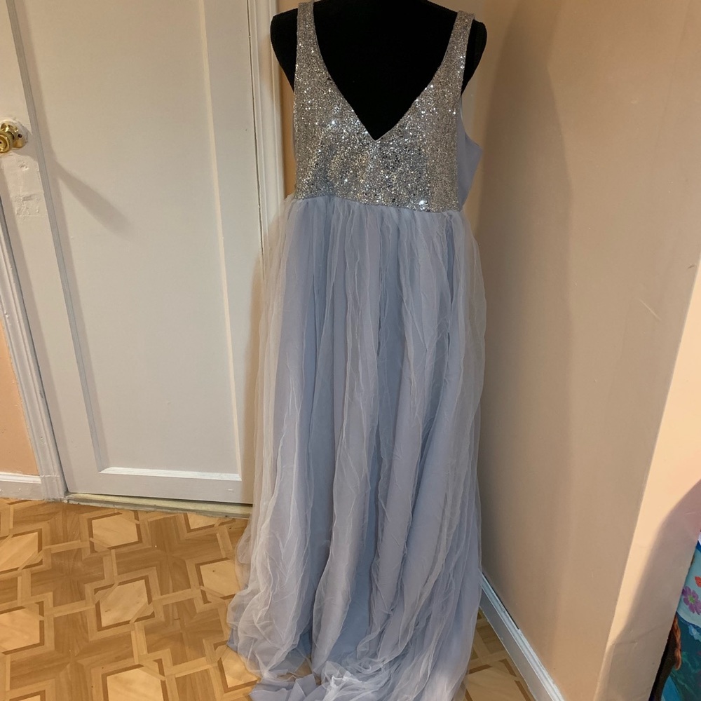 Sequined chiffon long grey dress